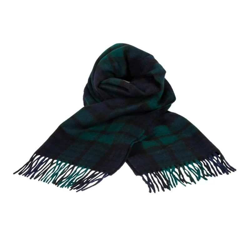 cashmere wide scarf in black watch edinburgh