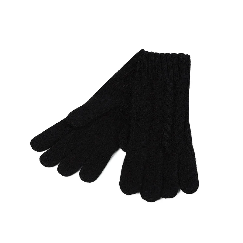 cashmere women s black cable knit gloves