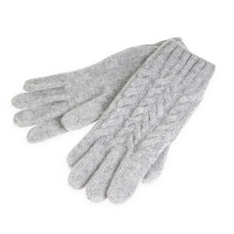 cashmere women s cable knit gloves mid grey