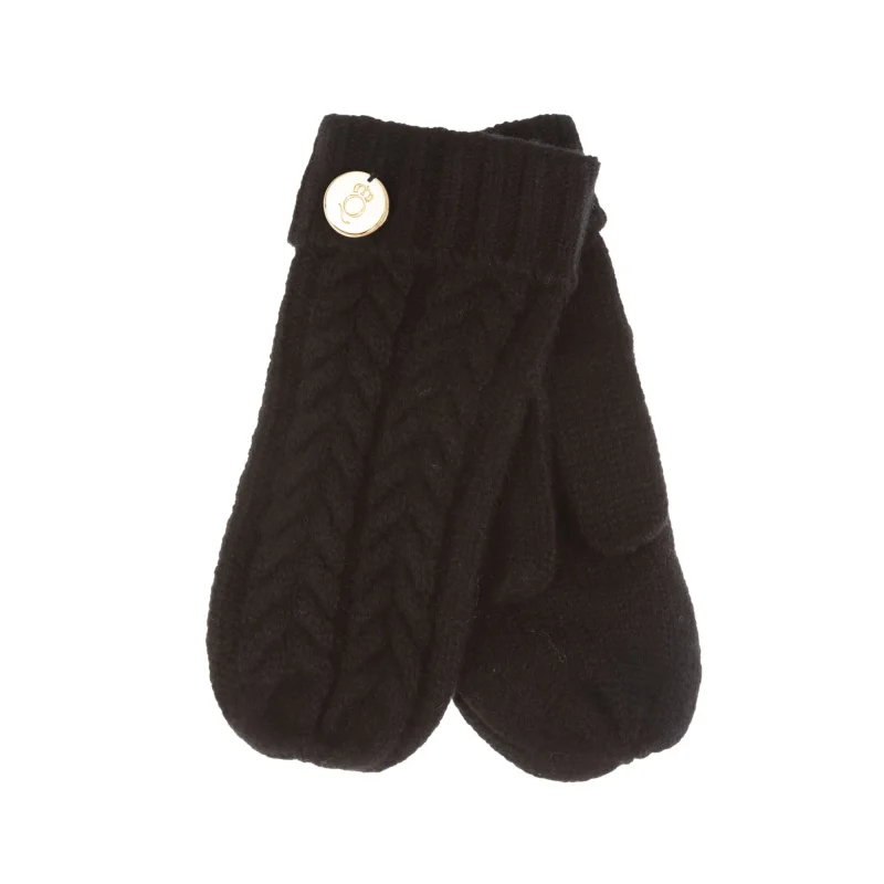 cashmere women s cable rib black mittens