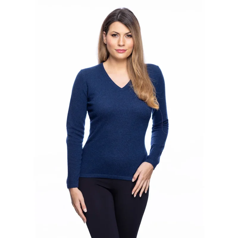 cashmere women s v neck sweater rivera blue