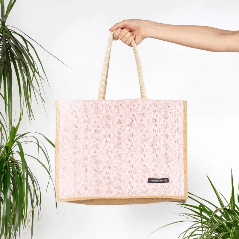 cashmere wool panel bag in pink mist