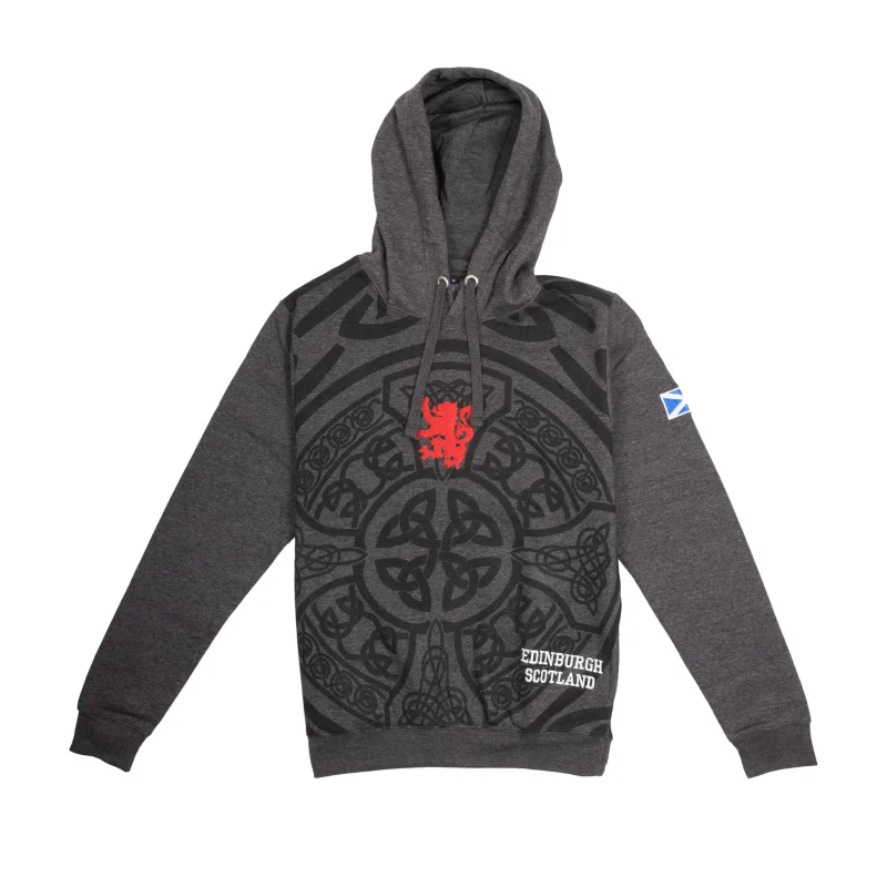 celtic embroidered lion hoodie grey black