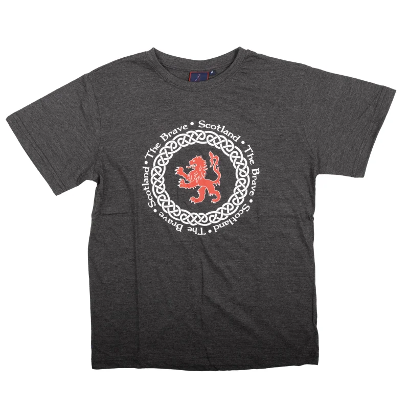 celtic lion scot the brave charcoal t shirt for adults