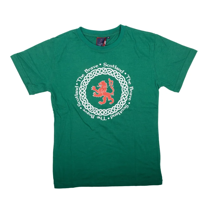 celtic lion scot the brave irish green t shirt for adults