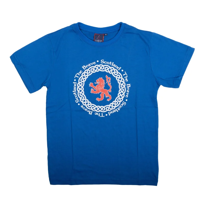 celtic lion scot the brave royal blue t shirt for adults