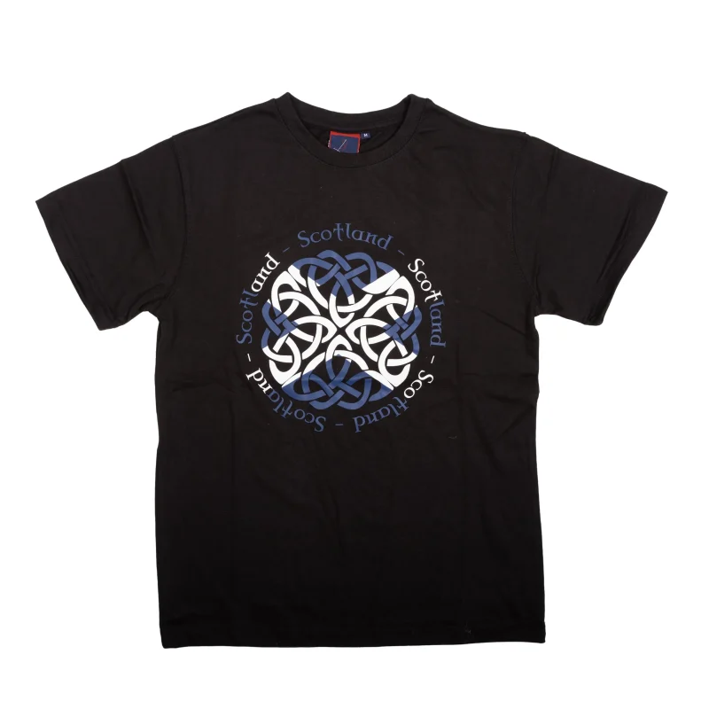 celtic scotland black round t shirt for adults