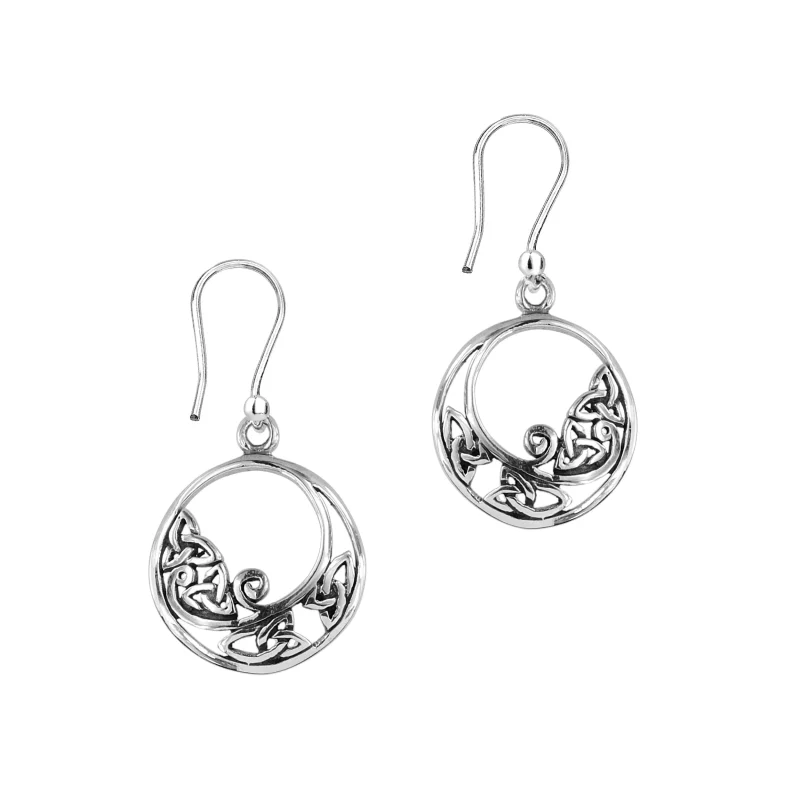 celtic trinity knot silver drop earrings carol