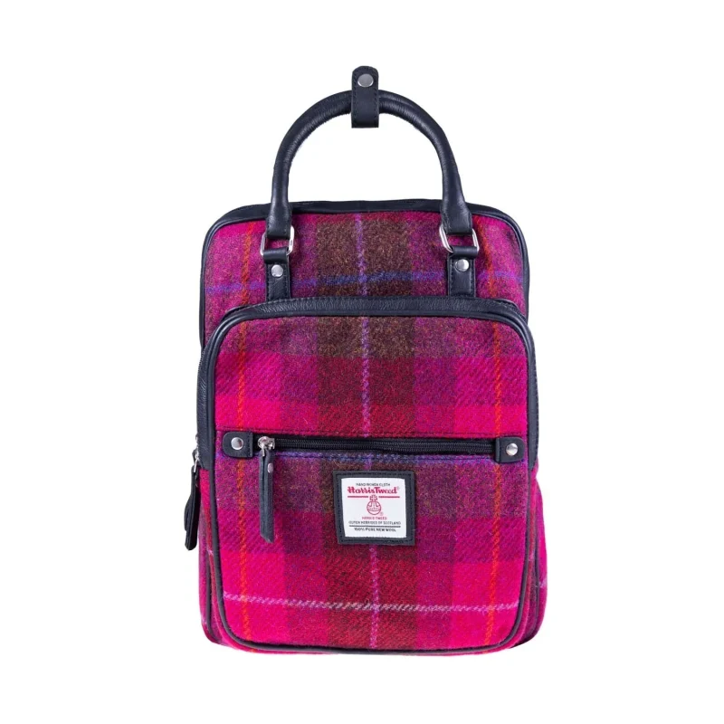 cerise black leather backpack