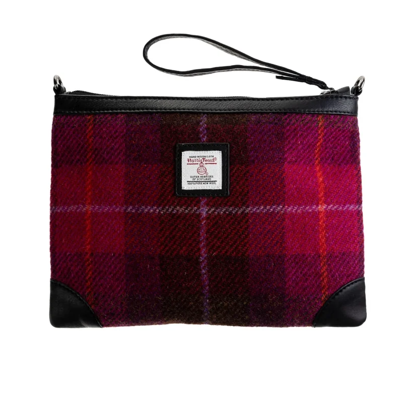 cerise check leather crossbody bag black