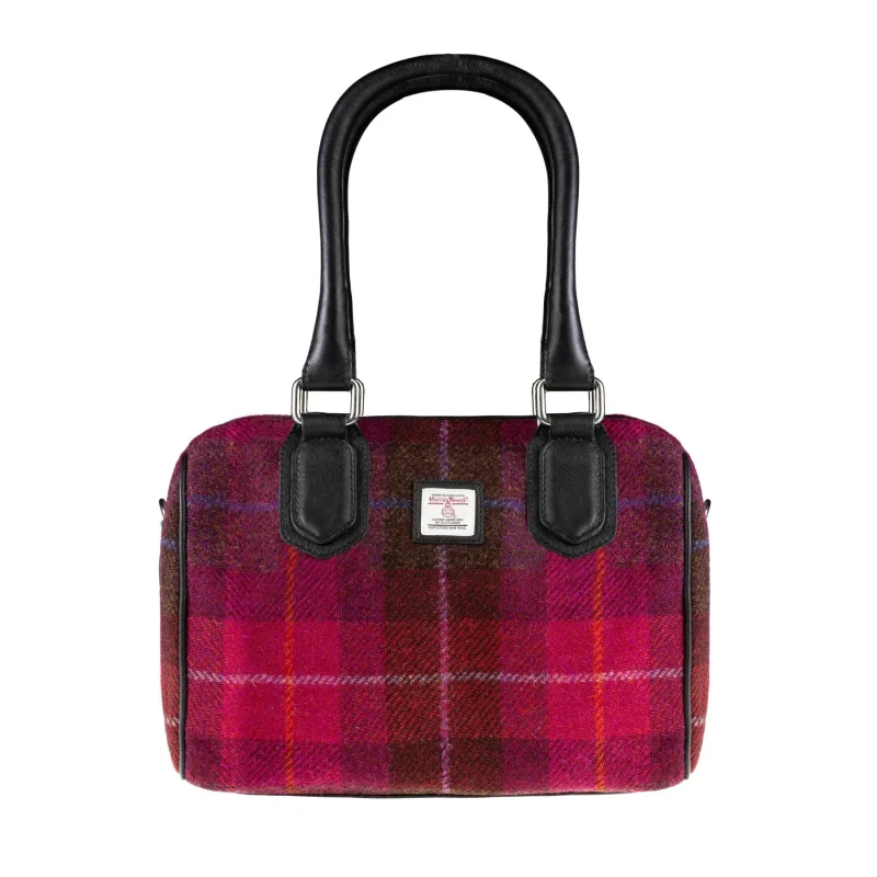 cerise check leather crossbody bag small size