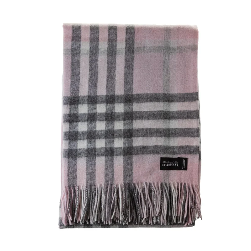 chalk cashmere blend chequer blanket