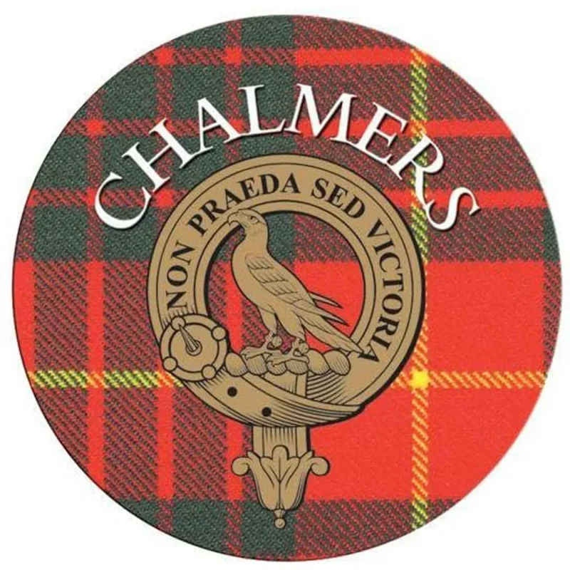 chalmers family name round cork coaster