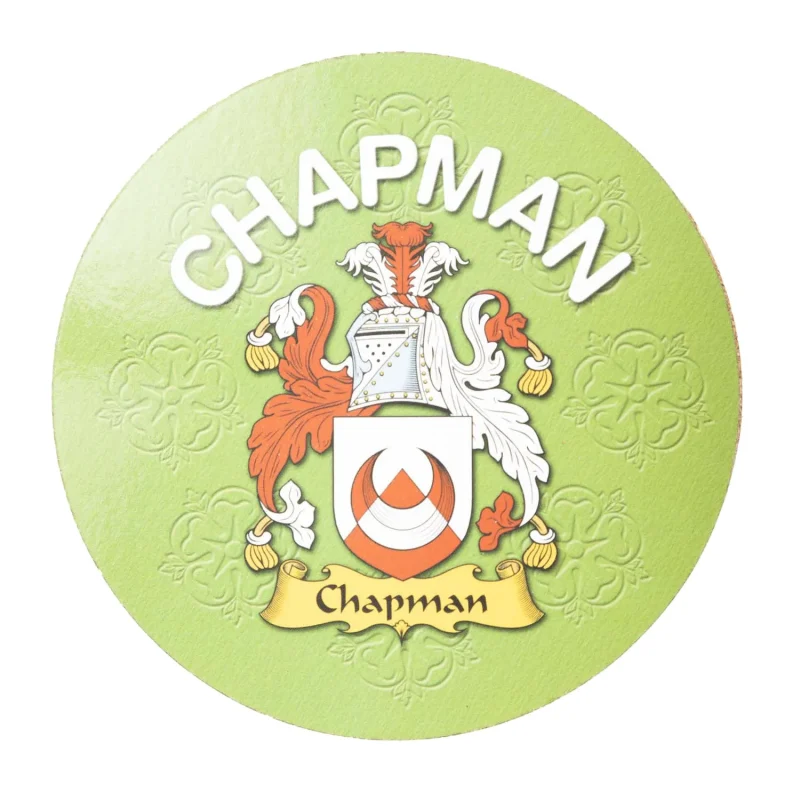 chapman family name round cork coaster