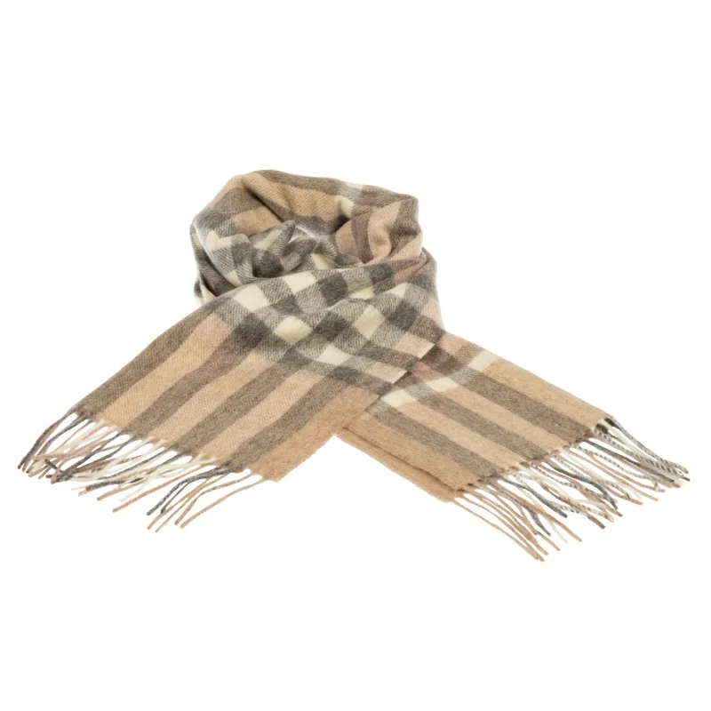 chequer camel cashmere scarf 90 cashmere 10 silk