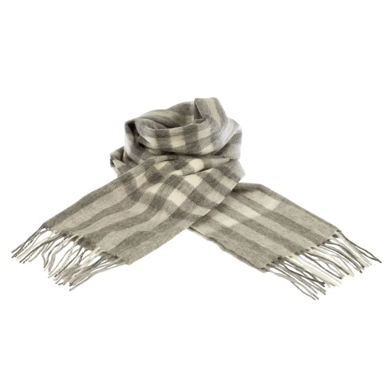 chequer tartan cashmere scarf grey