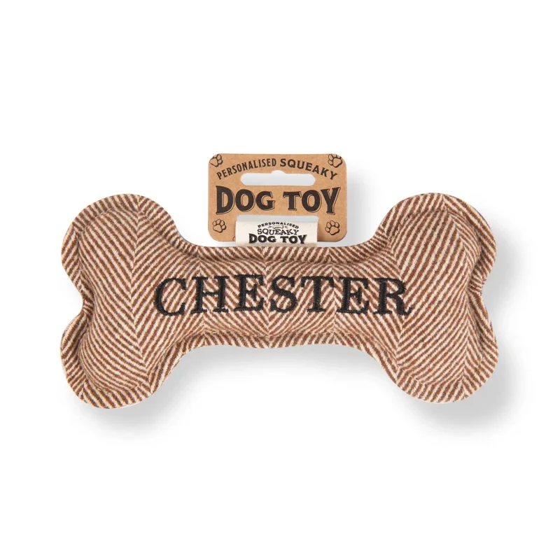 chester squeaky bone dog toy