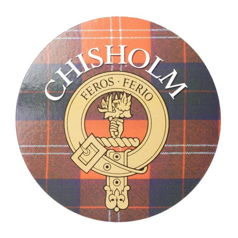 chisholm clan round cork coaster