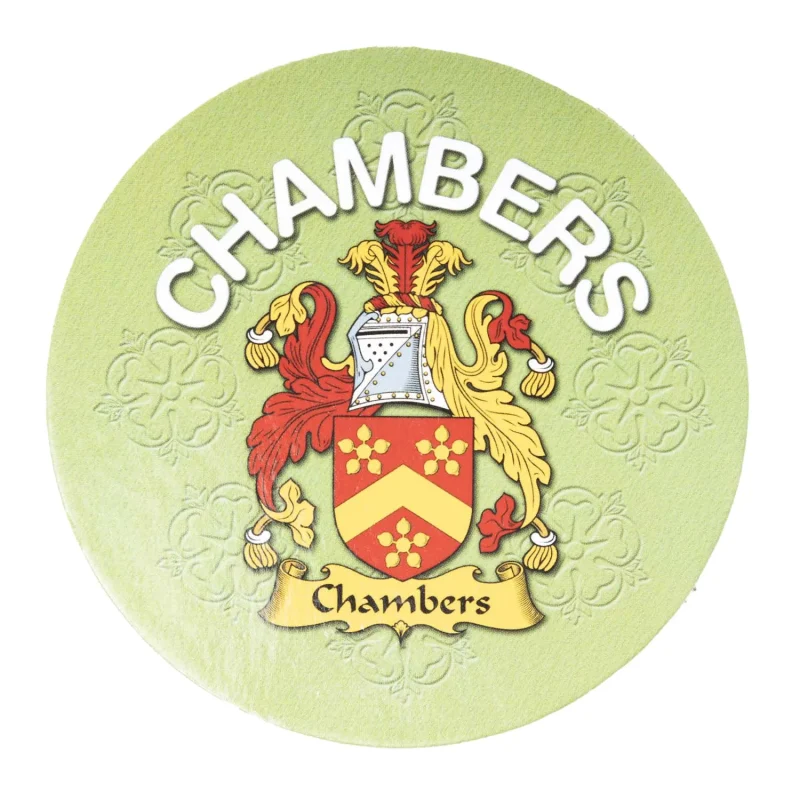 clan name round cork coaster chambers