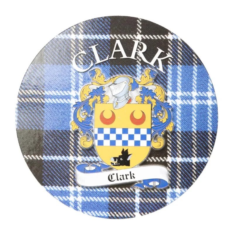 clark s family name round cork coaster