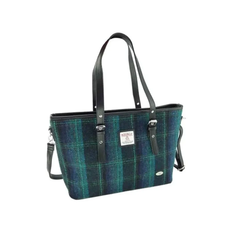 classic harris tweed handbag blue turquoise overcheck