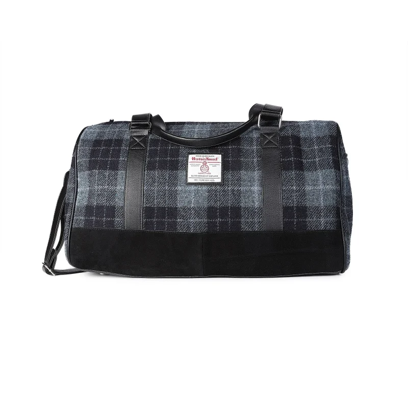 clyde grey black tartan weekend duffle bag