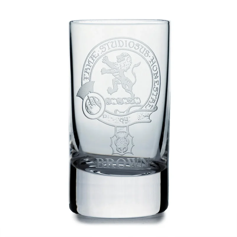 collins brown crystal clan shot glass