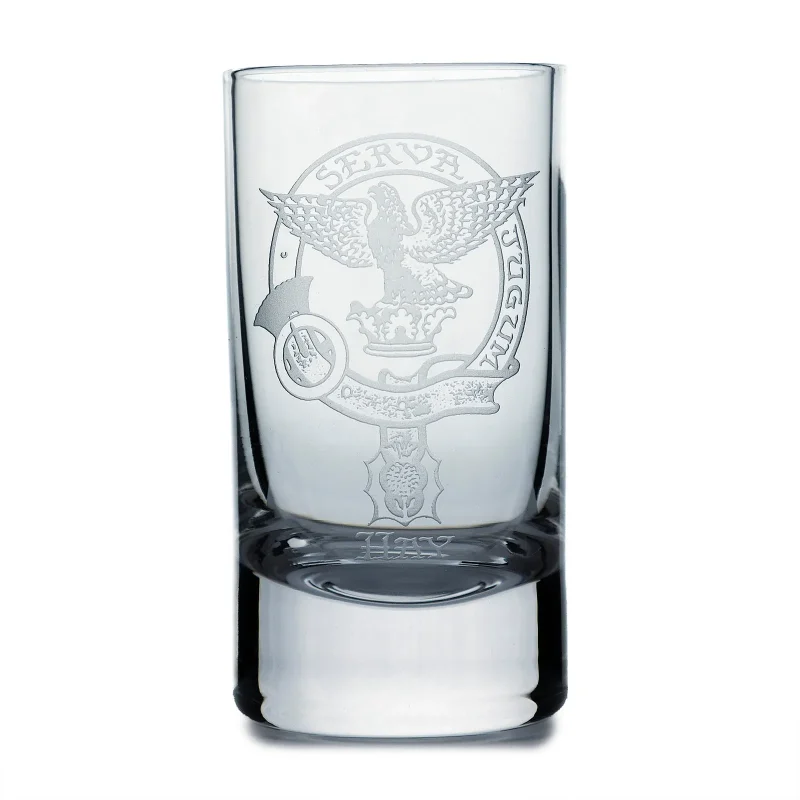 collins crystal clan hay shot glass