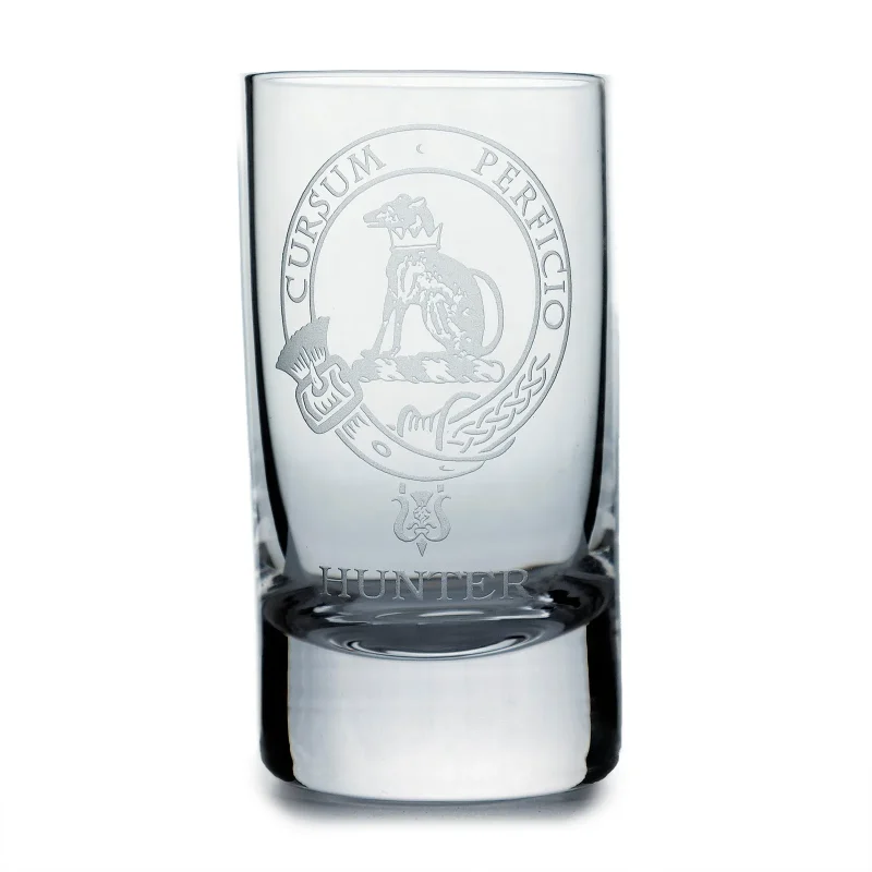 collins crystal hunter shot glass elegant clan design