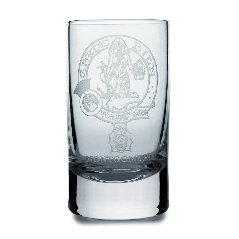 collins crystal montgomery clan shot glass