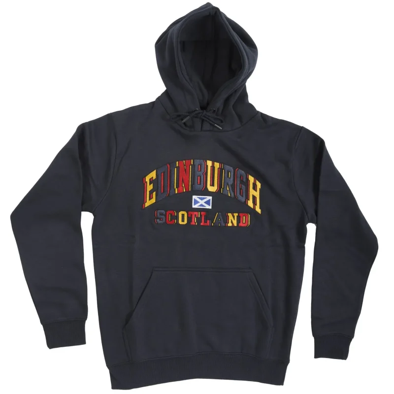 colourful edinburgh letters navy hoodie