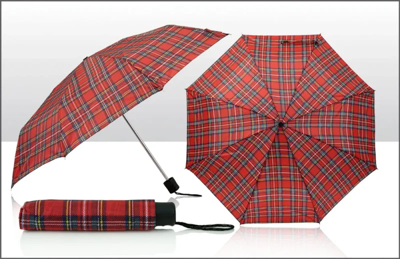 compact tartan collapsible umbrella