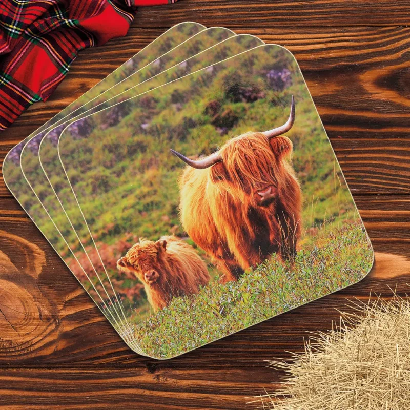 cow calf stone coasters set