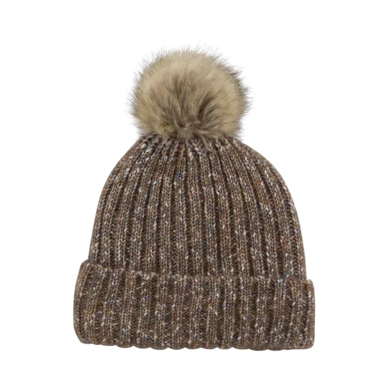 cozy ribbed pom pom hat with donegal heritage