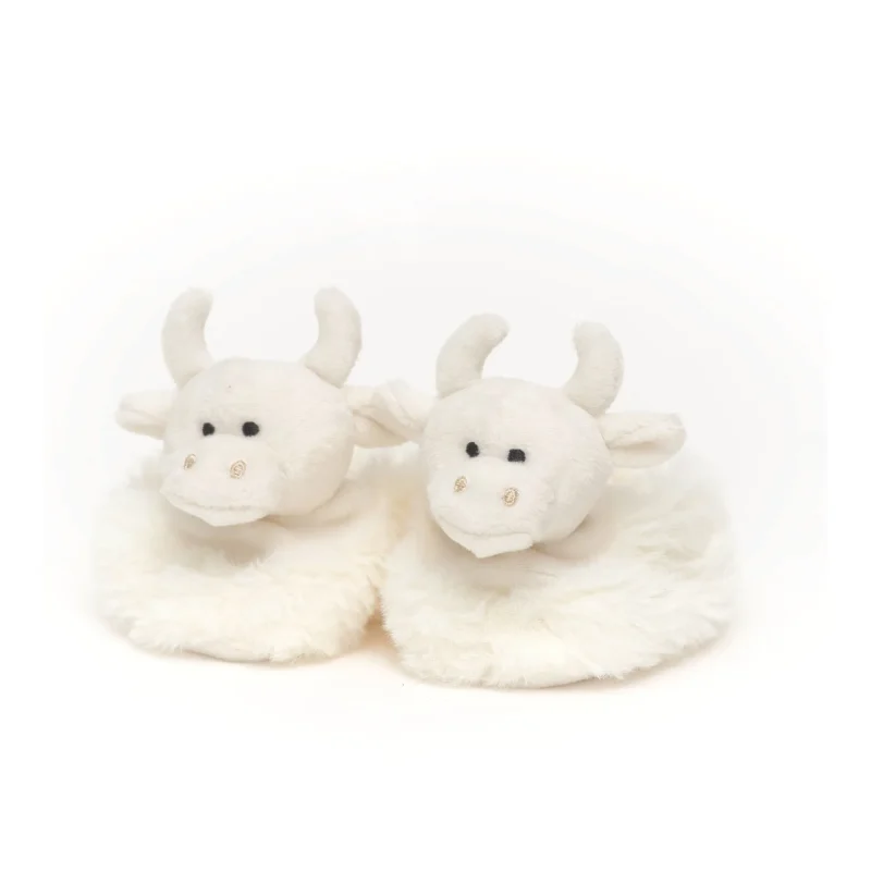 cream high cowskin slippers