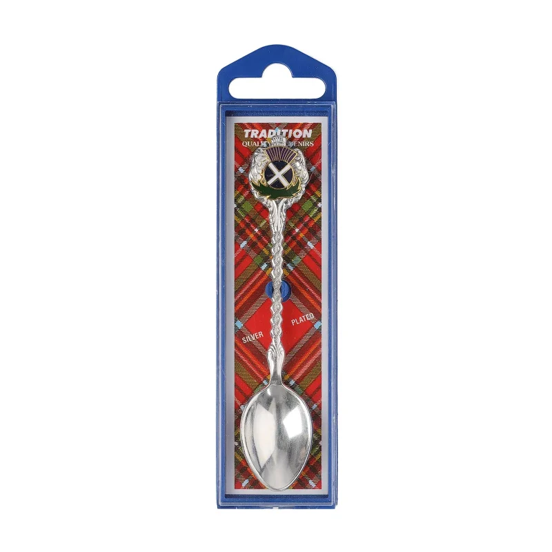 crest thistle teaspoon saltire design