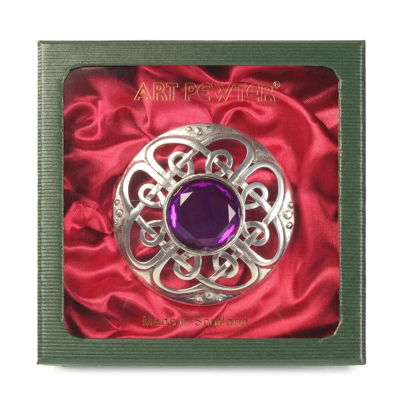 culloden dark amethyst brooch plaid design