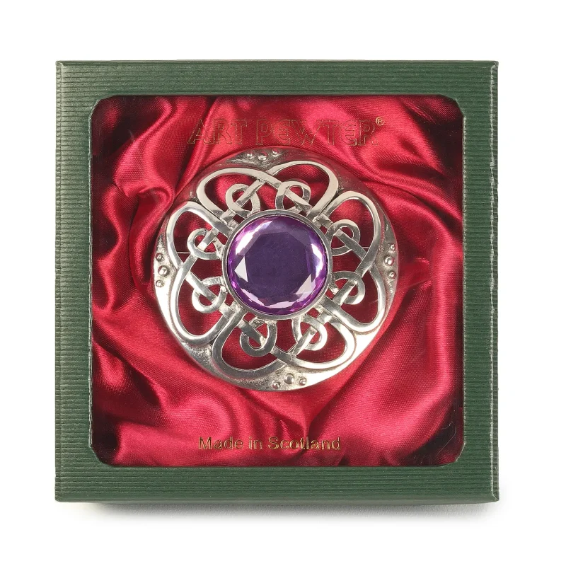 culloden light amethyst plaid brooch