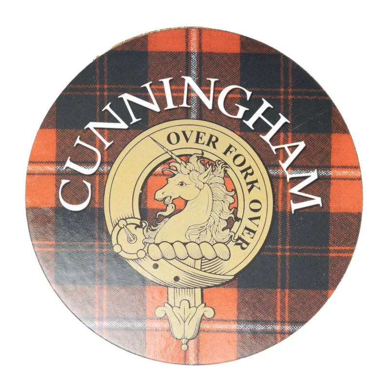 cunningham clan name round cork coaster