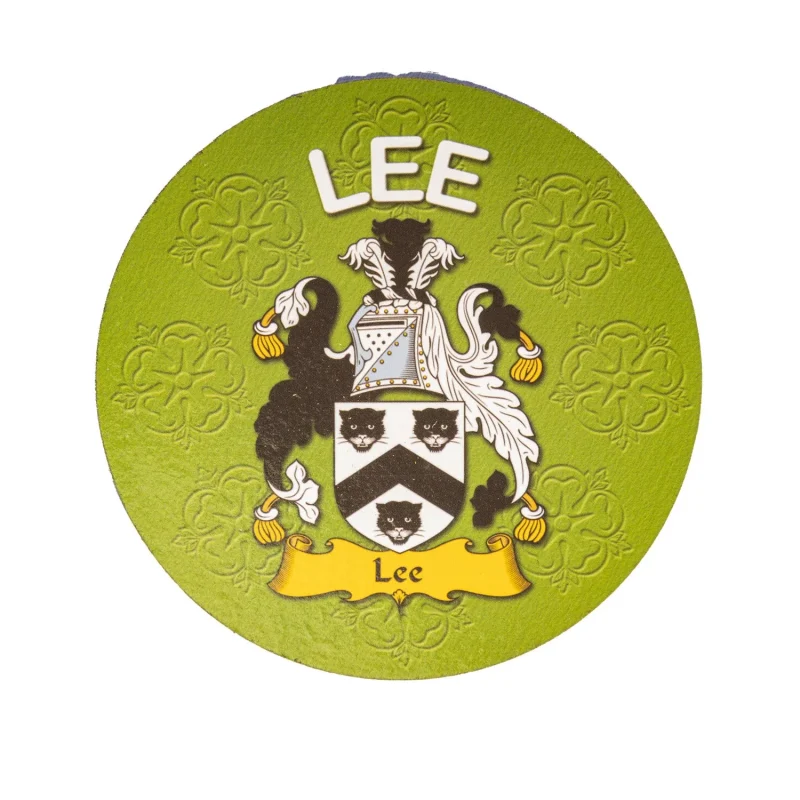 custom clan family name lee round cork coasters