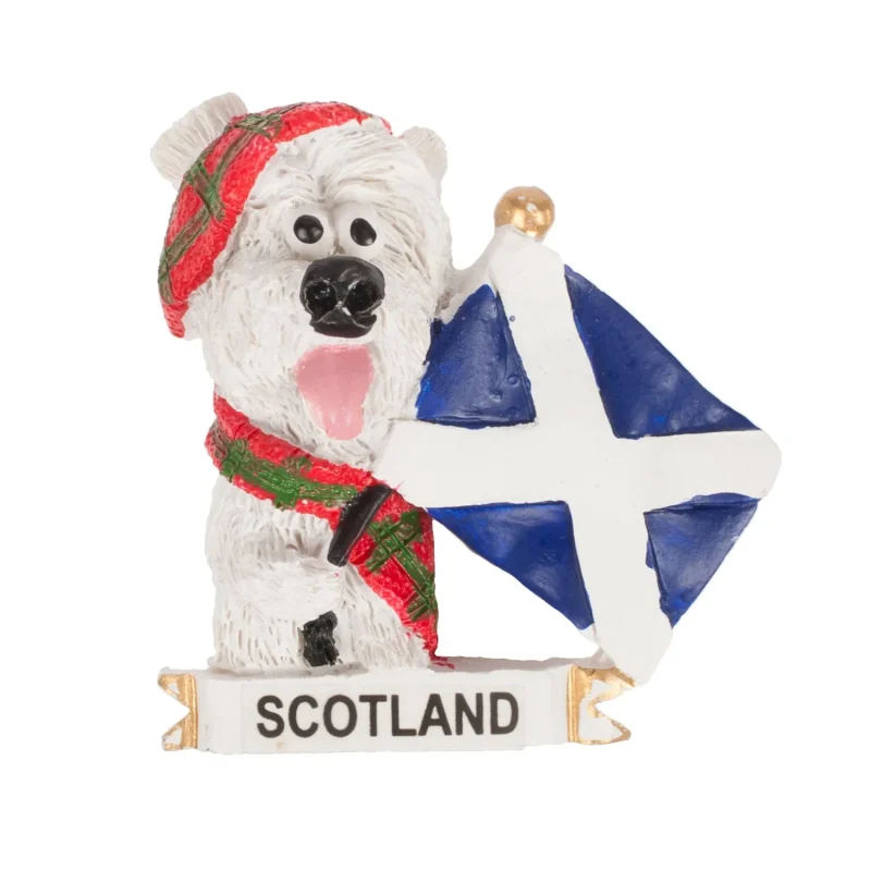 cute westie dog fridge magnet with flag