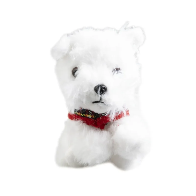 cute white dog plush keyring 10cm