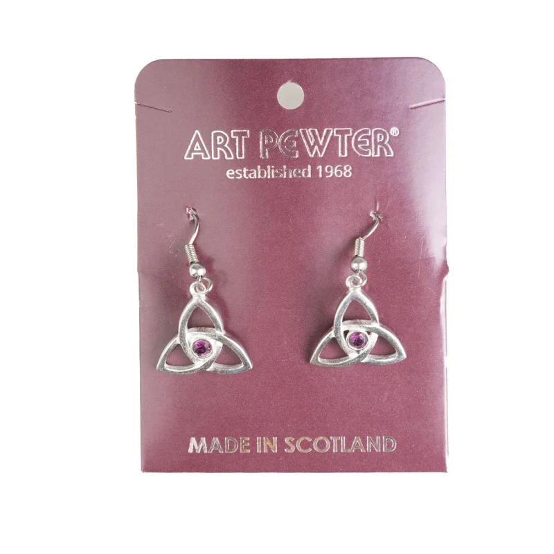 dark amethyst crinan knot earrings