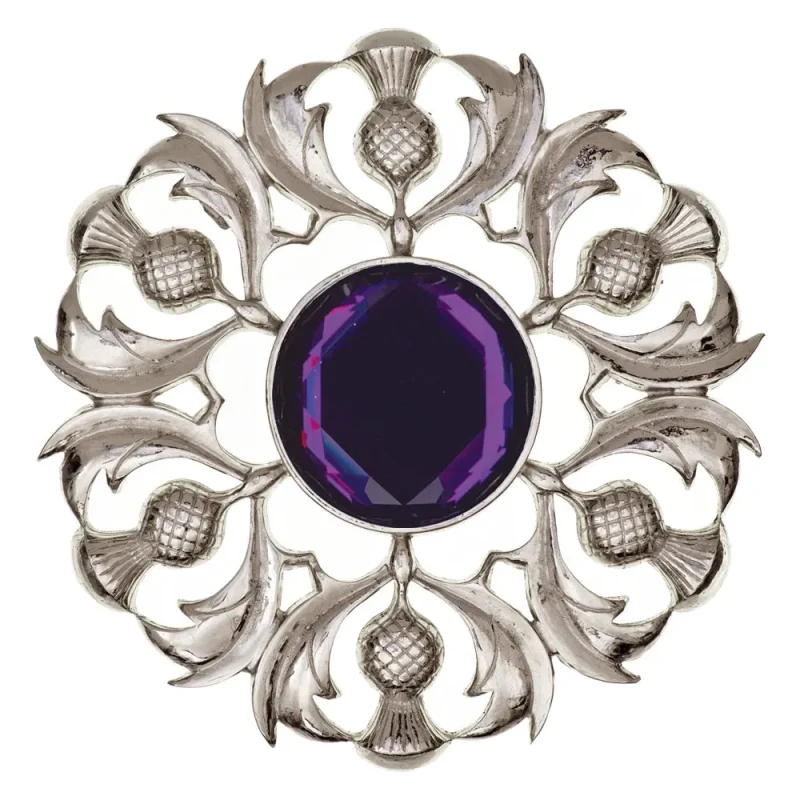 dark amethyst scottish thistle brooch