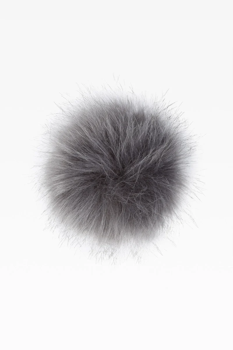 dark grey 100 faux fur pom pom