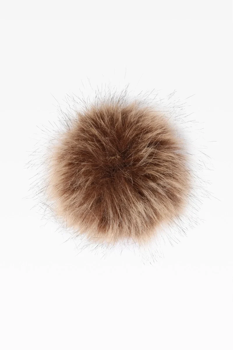 dark natural faux fur pom pom set