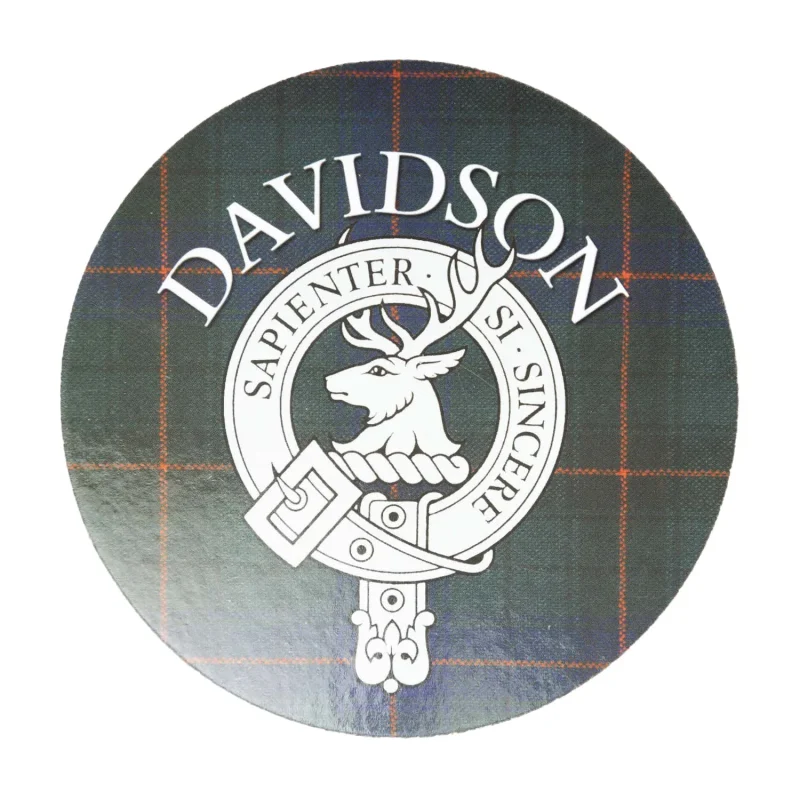 davidson family name round cork coaster