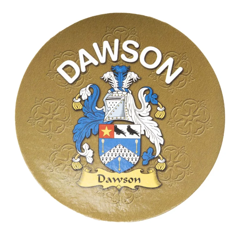 dawson family name round cork coaster