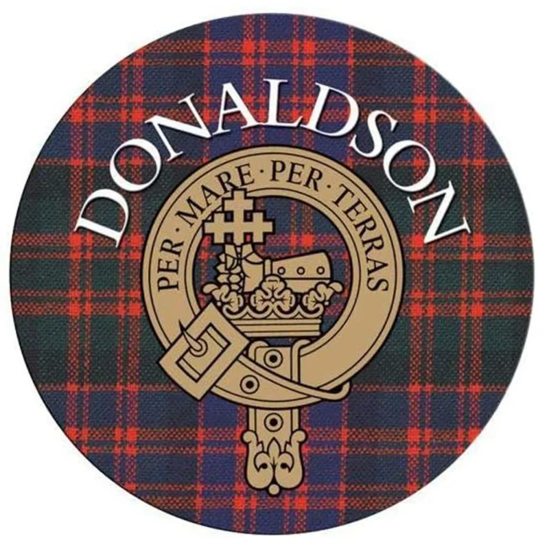 donaldson clan name round cork coaster