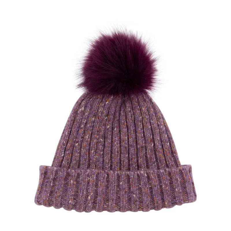 donegal rib lined pom pom hat with heritage design